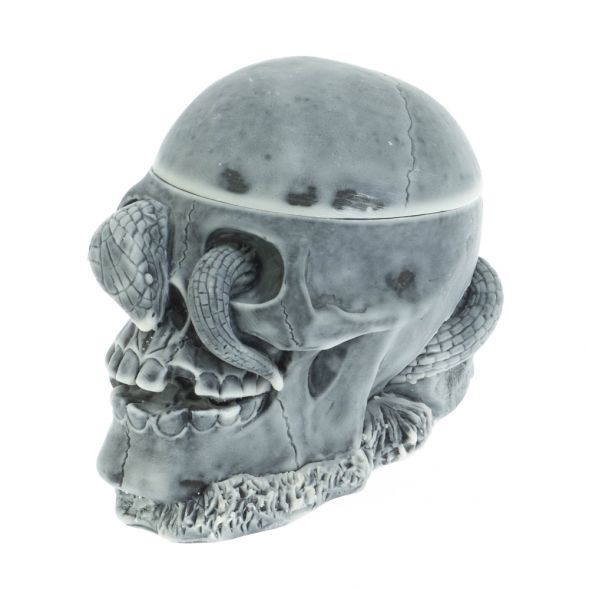 Пепельница / шкатулка «Череп со змеей» из мраморной крошки 128139