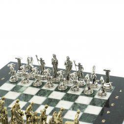 Шахматы "Олимпийские игры" 28х28 см из змеевика и мрамора