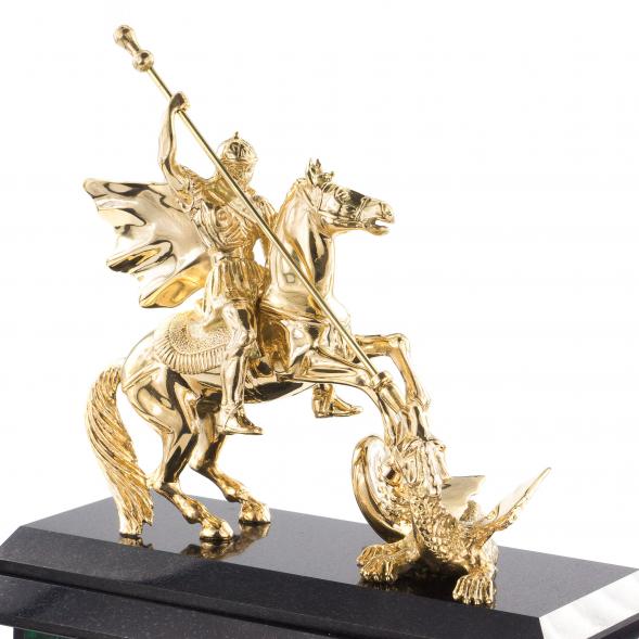 Интерьерные часы из малахита &amp;quot;Святой Георгий Победоносец&amp;quot; бронза 120271