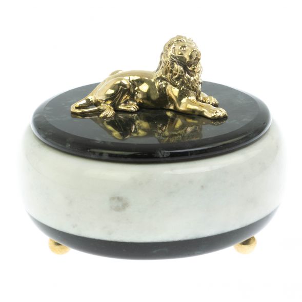 Шкатулка &amp;quot;Лев&amp;quot; из мрамора 15х15х12 см 129051