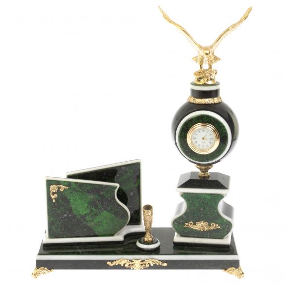 Набор с визитницей &amp;quot;Орел&amp;quot; змеевик 129824