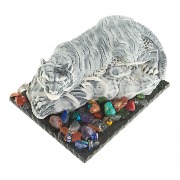 Сувенир фигурка &amp;quot;Рычащий тигр&amp;quot; из змеевика и мрамолита 10х8х7 см 122706
