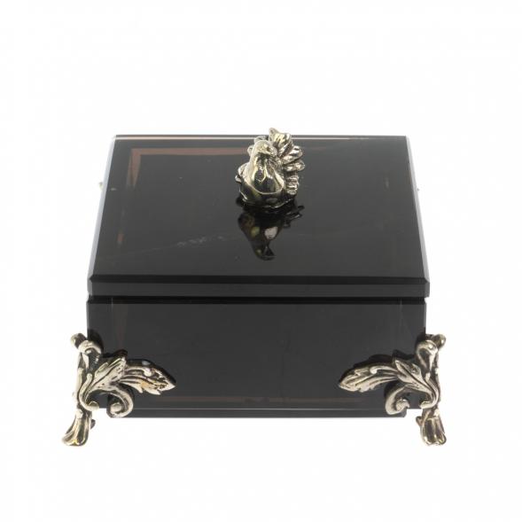 Шкатулка &amp;quot;Певчая птица&amp;quot; черный обсидиан 9х9х7,5 см 122968