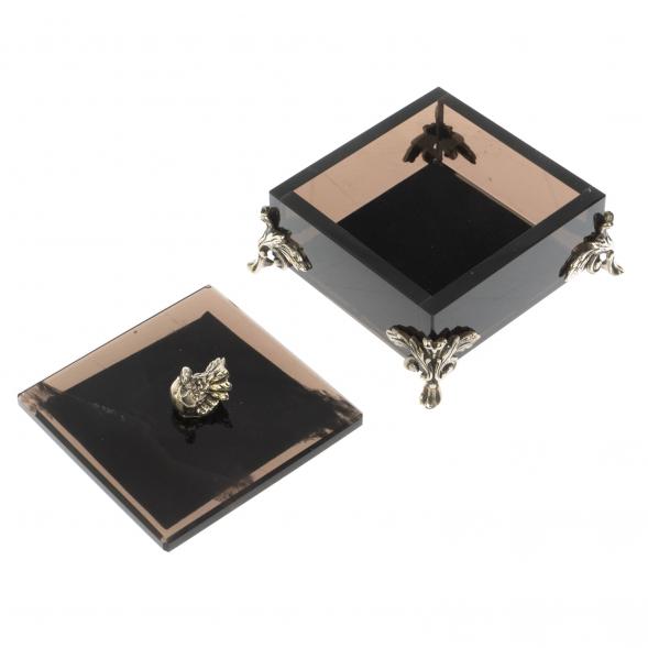 Шкатулка &amp;quot;Певчая птица&amp;quot; черный обсидиан 9х9х7,5 см 122968