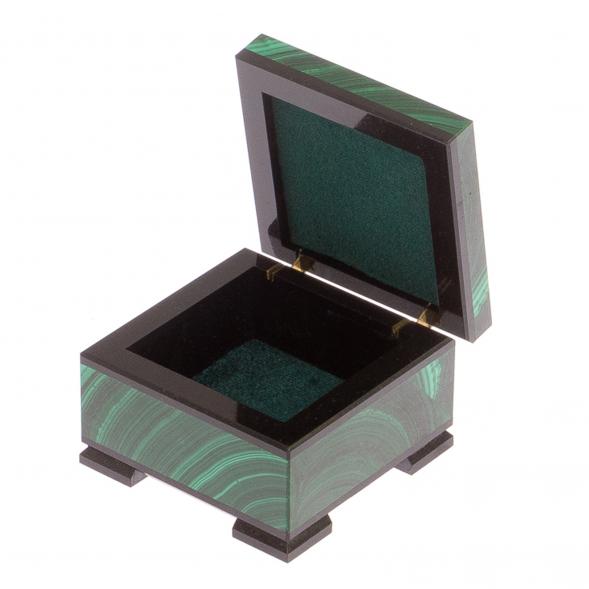 Шкатулка из натурального малахита 6,5х6,5х4,5 см / шкатулка в подарок / для хранения ювелирных украшений, бижутерии