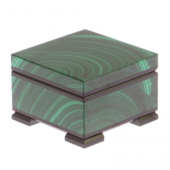 Шкатулка из натурального малахита 6,5х6,5х4,5 см / шкатулка в подарок / для хранения ювелирных украшений, бижутерии