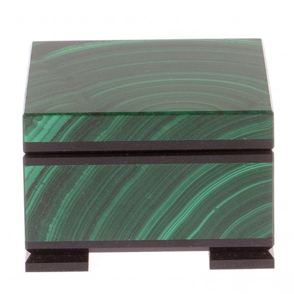 Шкатулка из натурального малахита 6,5х6,5х4,5 см / шкатулка в подарок / для хранения ювелирных украшений, бижутерии