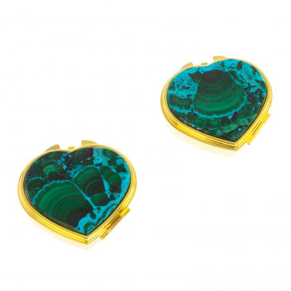 Таблетница &amp;quot;Сердце&amp;quot; на 3 отделения малахит с хризоколлой цвет золото 126732
