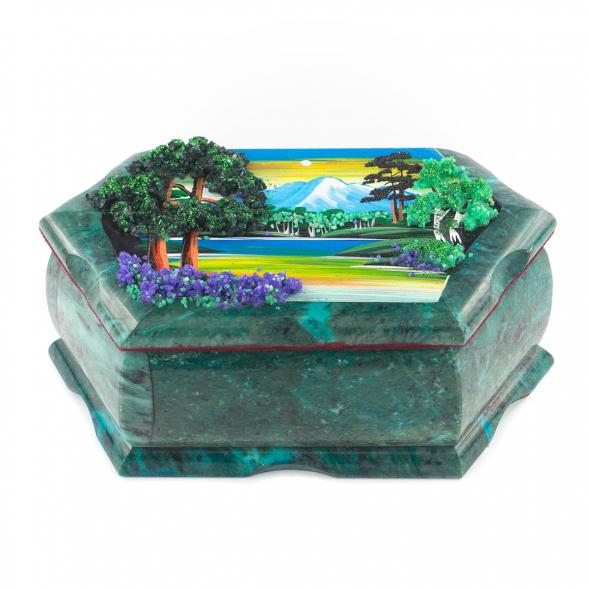 Шкатулка с рисунком из камня &amp;quot;Летний пейзаж&amp;quot; 17х10,5х7 см 119727