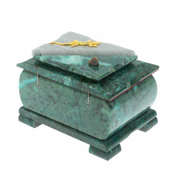 Шкатулка прямоугольная камень змеевик / серый мрамор 12х8,5х8,5 см 128536