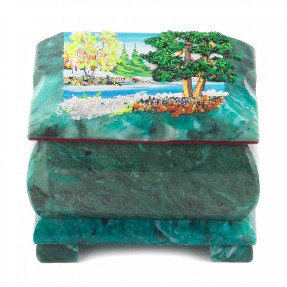 Шкатулка с расписной крышкой Весна 10х8х7 см 120089