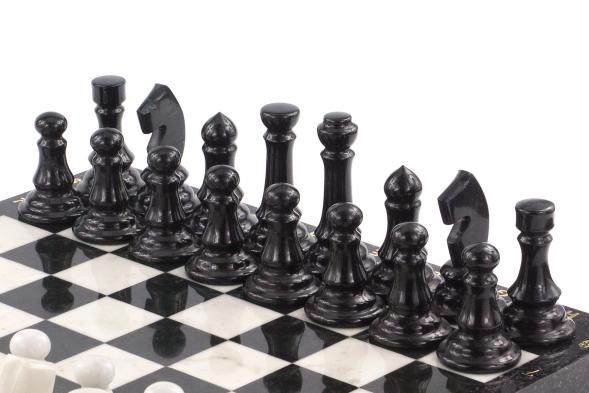 Шахматы из мрамора и змеевика 43х43 см 120265