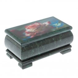 Шкатулка "Роза" из змеевика 16х8х7,5 см