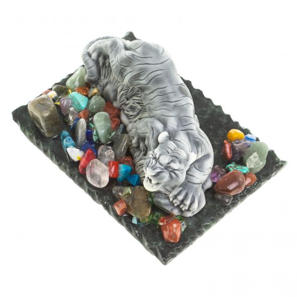 Сувенир фигурка &amp;quot;Рычащий тигр&amp;quot; из змеевика и мрамолита 8,5х6,5х4 см 122707