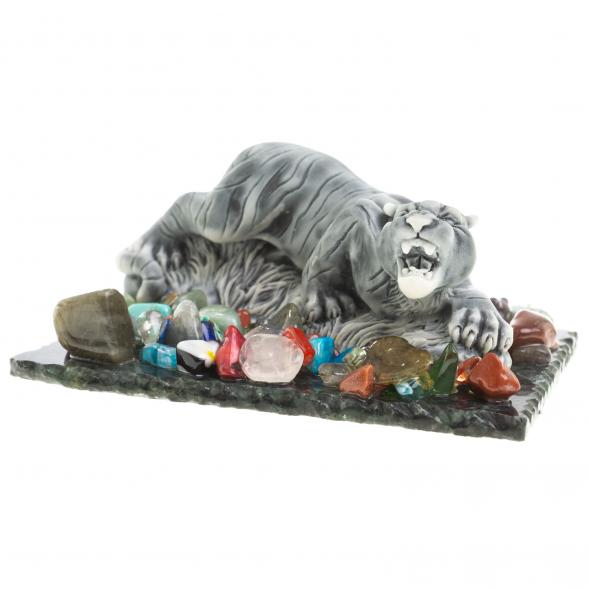 Сувенир фигурка &amp;quot;Рычащий тигр&amp;quot; из змеевика и мрамолита 8,5х6,5х4 см 122707