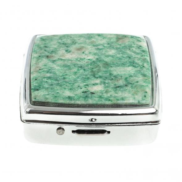 Таблетница на 2 отсека камень лиственит цвет серебро 123353