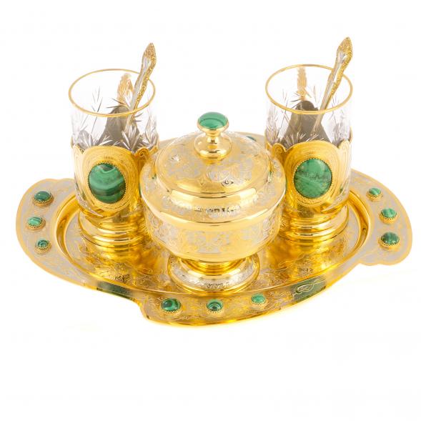 Чайный набор &amp;quot;Малахитовый&amp;quot; в подарочной коробке Златоуст 116106