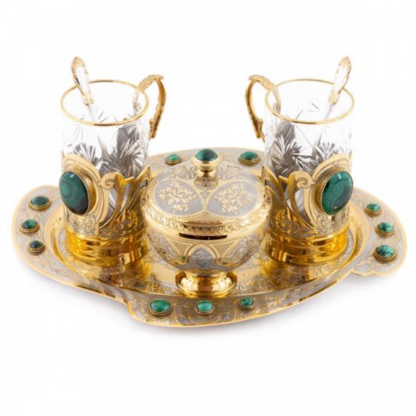 Чайный набор &amp;quot;Малахитовый&amp;quot; в подарочной коробке Златоуст 116106