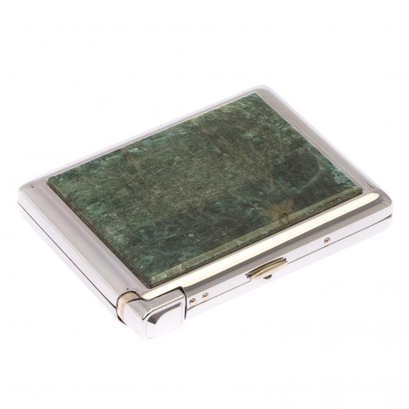 Портсигар на 20 сигарет с зажигалкой камень зеленый апатит 125602
