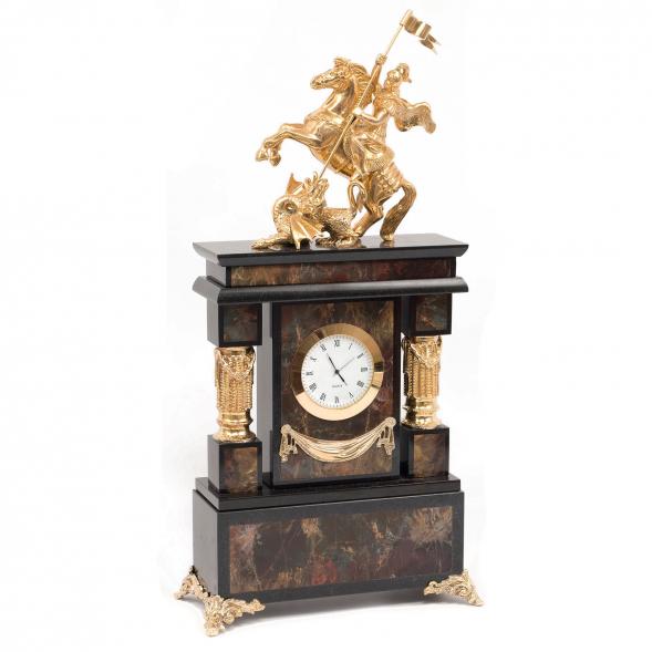 Часы &amp;quot;Георгий Победоносец&amp;quot; яшма бронза 116989