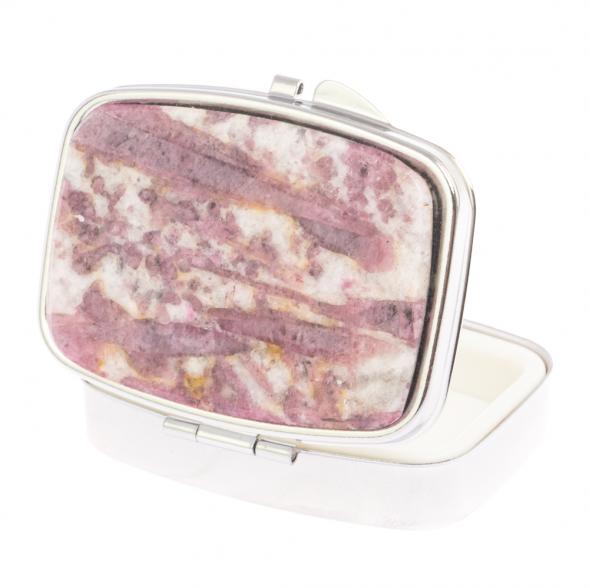 Таблетница на 2 отделения камень турмалин цвет серебро 126509