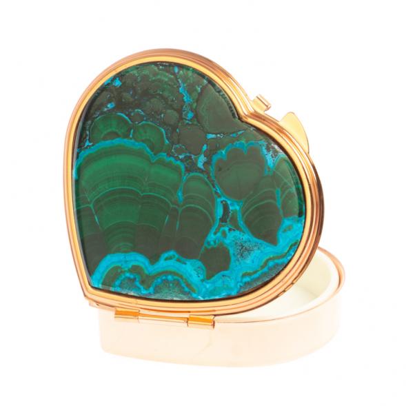 Таблетница &amp;quot;Сердце&amp;quot; на 3 отделения малахит с хризоколлой цвет медь 126733