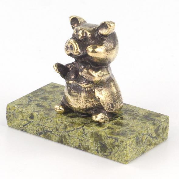 Статуэтка &amp;quot;Поросенок сидит №3&amp;quot; из бронзы и змеевика 119359
