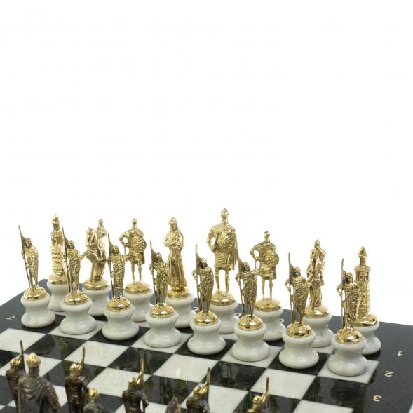 Шахматы &amp;quot;Русские&amp;quot; на подставках 44х44 см мрамор / змеевик литье бронза 128605