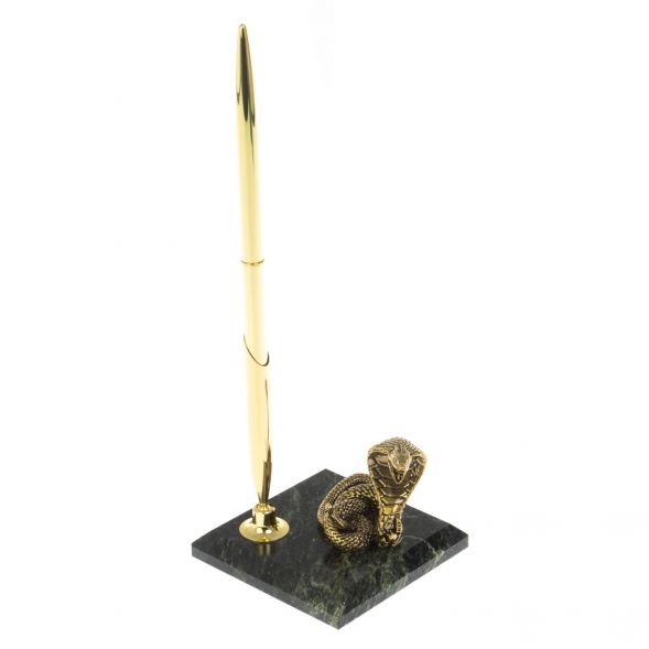 Подставка под ручку «Кобра» бронза змеевик 7×7х18 см 128755