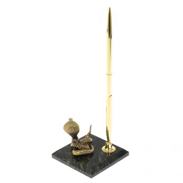 Подставка под ручку «Кобра» бронза змеевик 7×7х18 см 128755