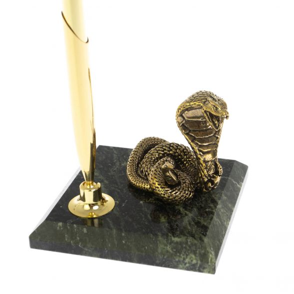 Подставка под ручку «Кобра» бронза змеевик 7×7х18 см 128755
