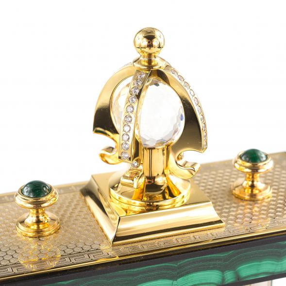 Каминные часы с подсвечниками из малахита 120871