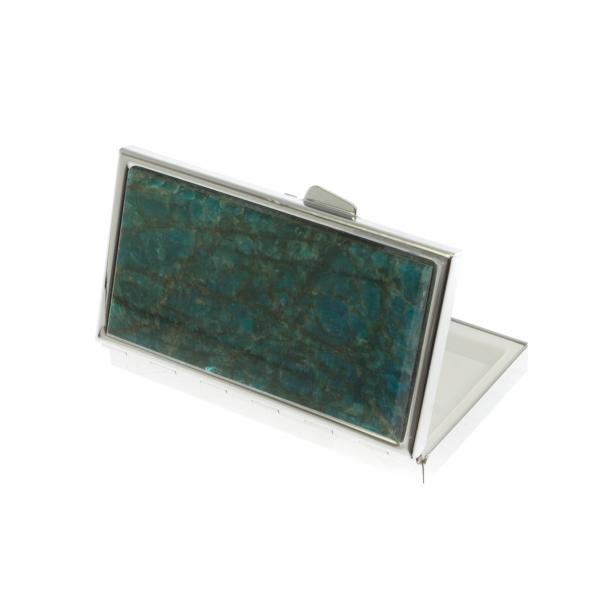 Таблетница на 3 отделения камень зеленый апатит цвет серебро 129897