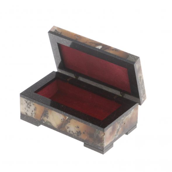 Шкатулка из мохового агата 8,5х5х3,5 см 124321