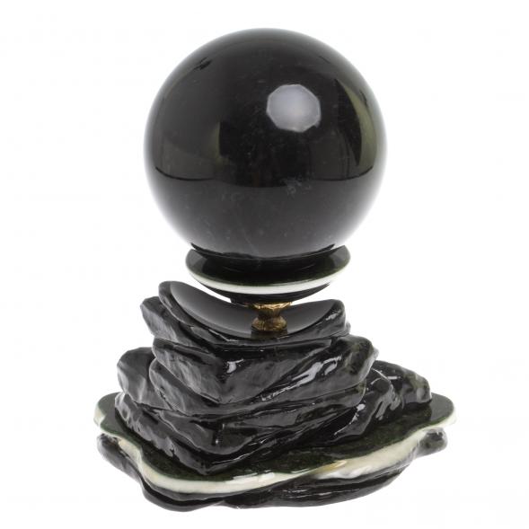 Композиция &amp;quot;Ящерица на скале&amp;quot; с шаром из лабродарита 10,5 см 126886