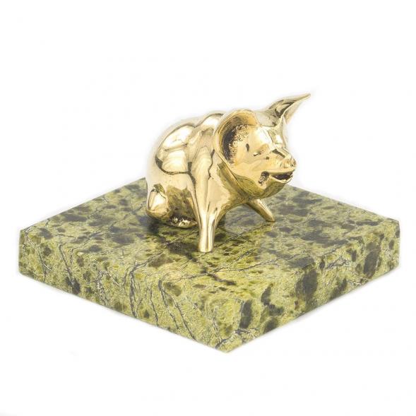 Статуэтка из бронзы и змеевика &amp;quot;Поросенок сидит&amp;quot; 119360