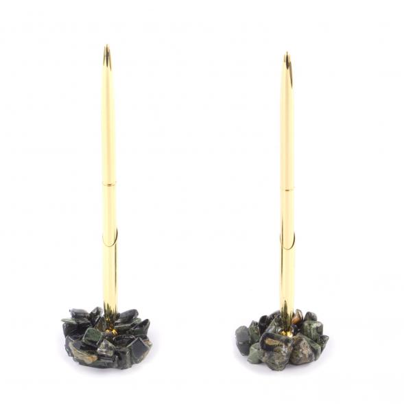 Ручка металлическая на подставке из океанической яшмы 121308