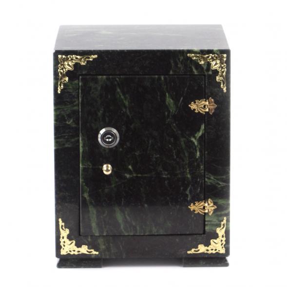 Сейф средний из камня темно-зеленый змеевик 19х16х24,5 см 121495