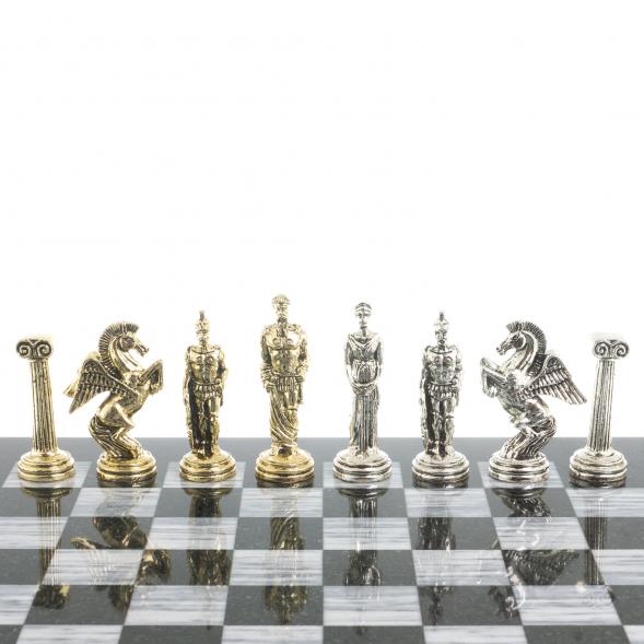 Шахматы &amp;quot;Восточные&amp;quot; доска 40х40 см серый мрамор фигуры металлические 122626