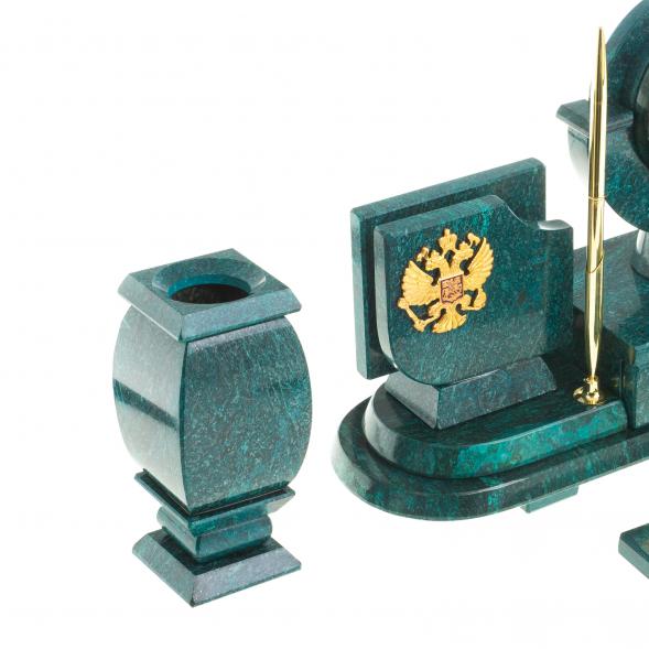 Настольный набор с символикой России из змеевика 113473