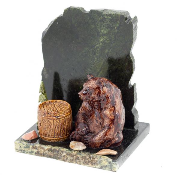 Сувенир &amp;quot;Мишка с бочкой&amp;quot; камень змеевик 116143