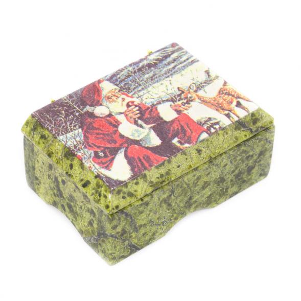 Шкатулка &amp;quot;Санта Клаус&amp;quot; камень змеевик 10х7х4,5 см - подарок на Новый год 112198