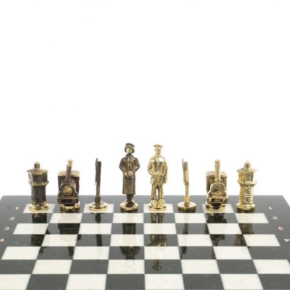 Шахматы сувенирные &amp;quot;Железнодорожники&amp;quot; бронза мрамор 40х40 см 127597