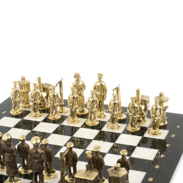 Шахматы сувенирные &amp;quot;Железнодорожники&amp;quot; бронза мрамор 40х40 см 127597