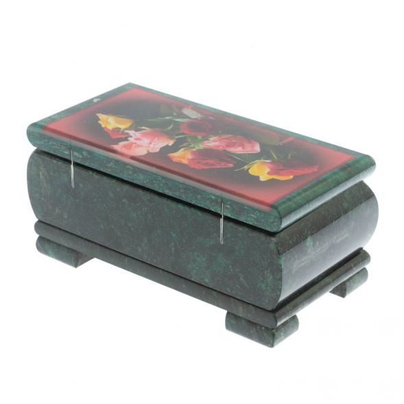 Шкатулка &amp;quot;Букет роз&amp;quot; из змеевика 16х8х7,5 см 129126