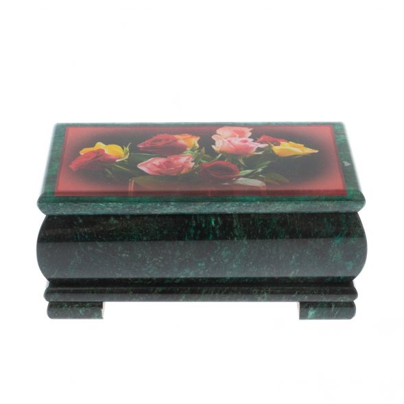 Шкатулка &amp;quot;Букет роз&amp;quot; из змеевика 16х8х7,5 см 129126