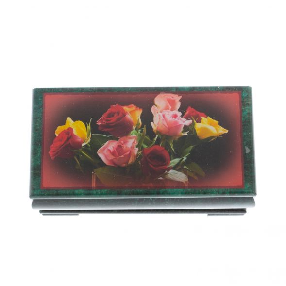 Шкатулка &amp;quot;Букет роз&amp;quot; из змеевика 16х8х7,5 см 129126