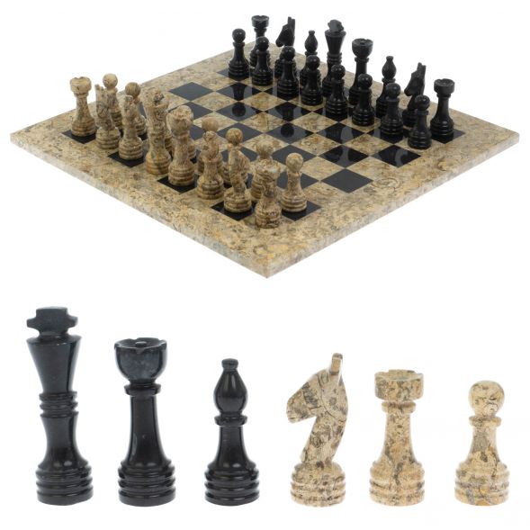 Шахматы &amp;quot;Игрок&amp;quot; из ракушечника и мрамора 38х38 см 129207