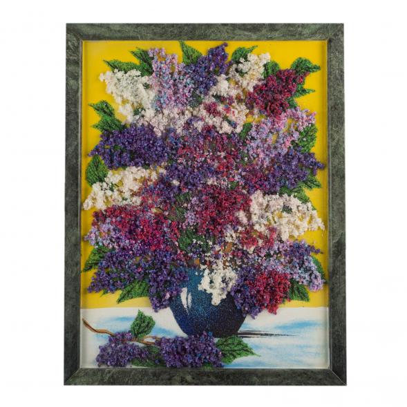 Картина из камня &amp;quot;Сирень&amp;quot; рамка змеевик 34х44 см 121217