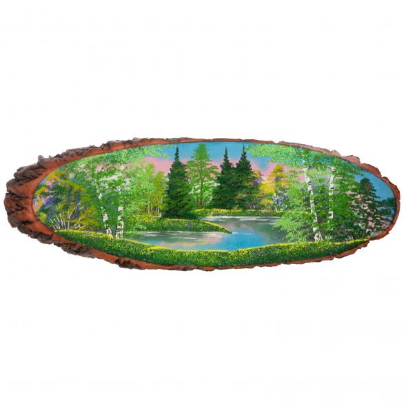 Панно на срезе дерева &amp;quot;Лето&amp;quot; горизонтальное 110-115 см каменная крошка 129696